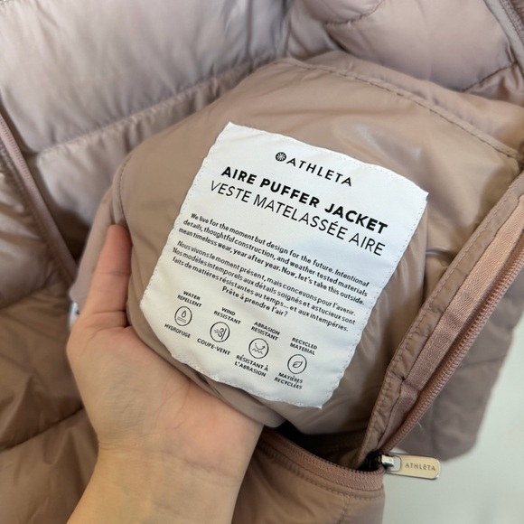 ATHLETA Aire Puffer Jacket in Blush Pink Mauve - Picture 6 of 6